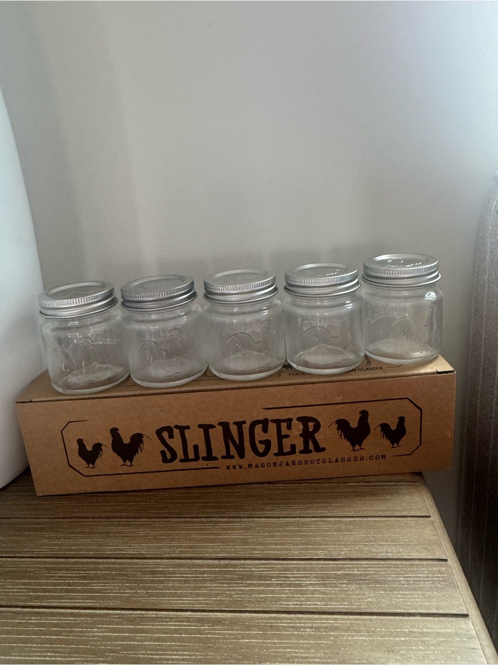 The Slinger Mini Mason Jar Shot Glasses Set (5-Pack) - Multiple boxes Available!